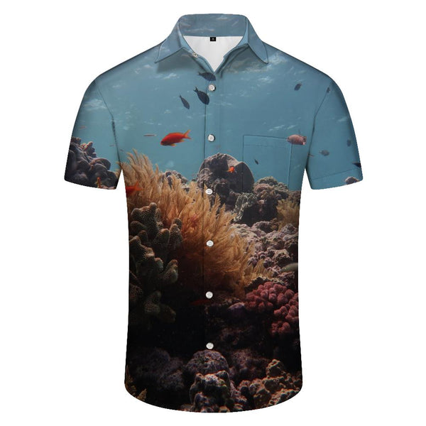 
Undersea Tropical Fish Print Men's Short Sleeve Button Shirt Casual Loose Summer Beach Shirt Short Sleeve
                