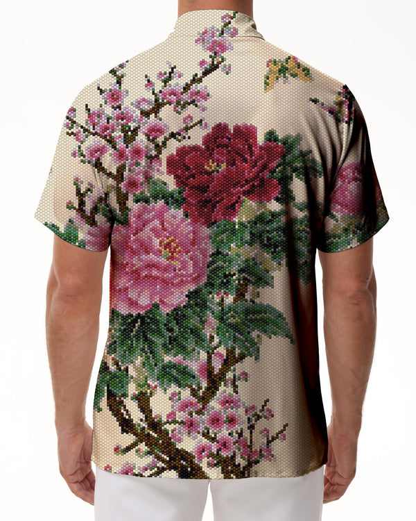 
Peony Flower Ancient Style Pattern Short Sleeve Shirt Chinese Retro Art Polyester Seaside Holiday Short Sleeve Shirt Casual Hawaiian Holiday
                