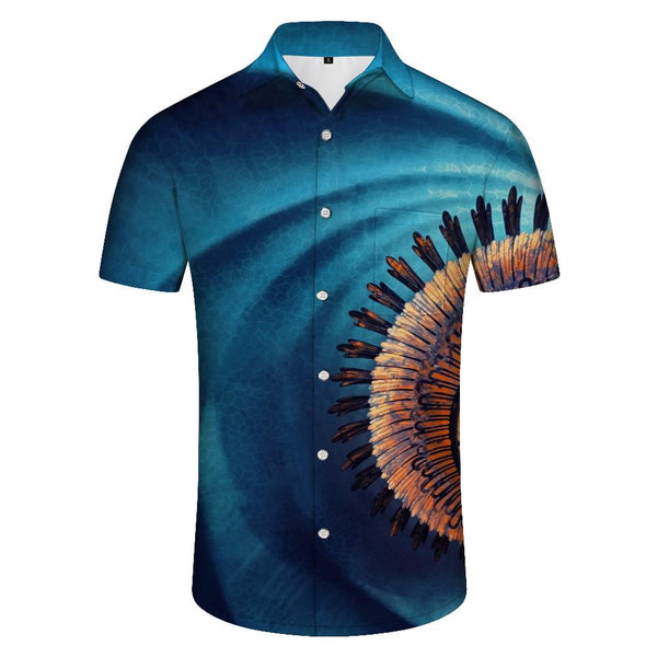 
Hawaiian Mysterious Psychedelic Rainbow Pattern Lapel Pocket Short Sleeve Men's Casual Loose Button Shirt Tops
                