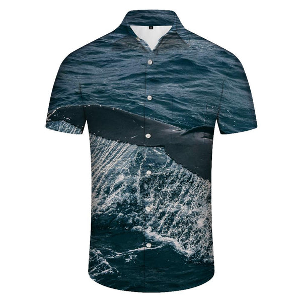 
Whale Tail Men's Casual Polyester Fashion Fun Shirt Summer Comfortable Breathable Beach Top Tropical Print Hawaiian Short Sleeve Shirt Seaside
                