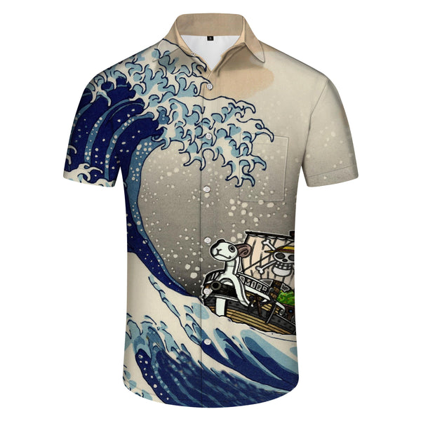 
Cartoon Pirate Ship Summer Outdoor Street Men's Shirt Short Sleeve Hawaiian Button Beach Shirt 3D Printed Pattern
                