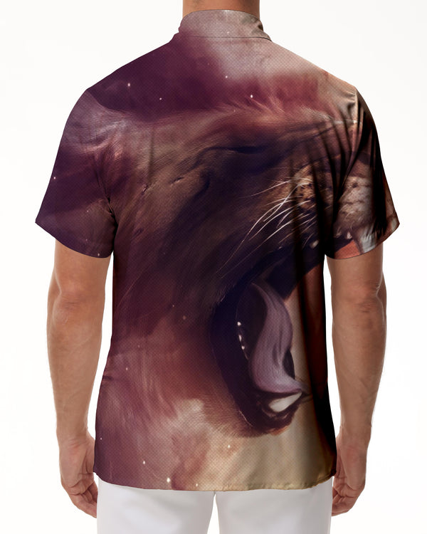 
Casual Button Wildlife King Lion Men's Short Sleeve Shirt Summer Beach Shirt Classic Fit
                
