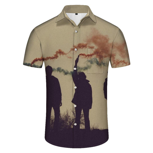 
Freedom Color Smoke Bomb Loose Casual Men's Short Sleeve Shirt Hawaiian New Personalized Button Lapel Pocket Clothes
                