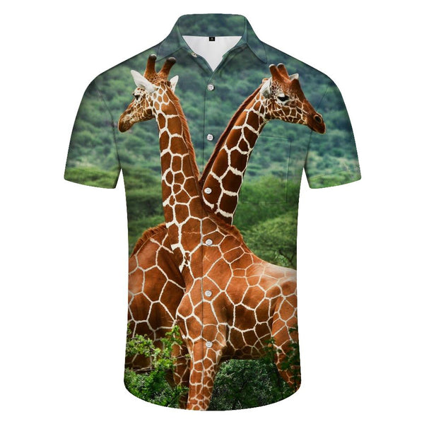 
Cool giraffe from nature men's casual style short sleeve button-down pajamas short sleeve suitable for daily travel vacation beach
                