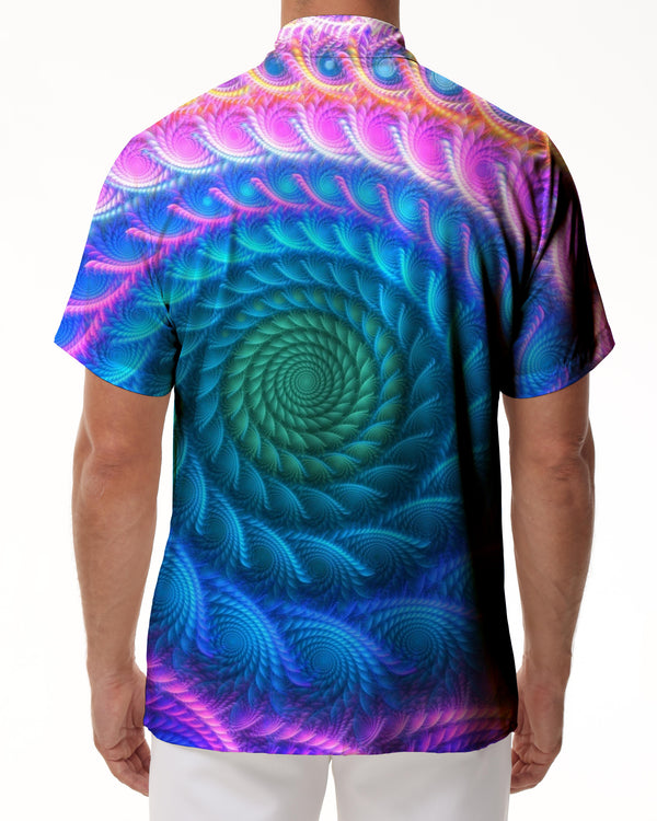 
Fantasy color snail shell geometric abstract casual men's print pattern shirt short sleeve beachwear lapel Hawaiian button
                