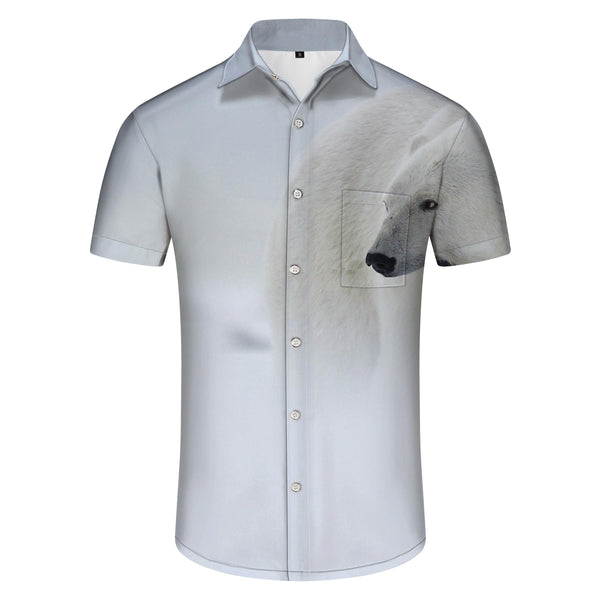 
White Polar Bear Men's Hawaiian Shirt Casual Button-Down Short Sleeve Top Summer Short Sleeve Shirt Tropical
                