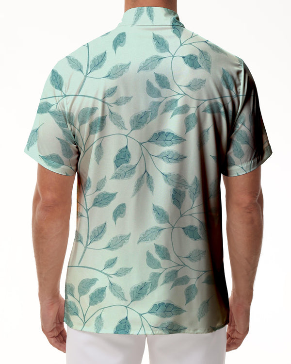 
Fashion Tropical Hawaiian Style Leaf Print Green Men's Summer Short Sleeve Button Casual Beach Shirt
                