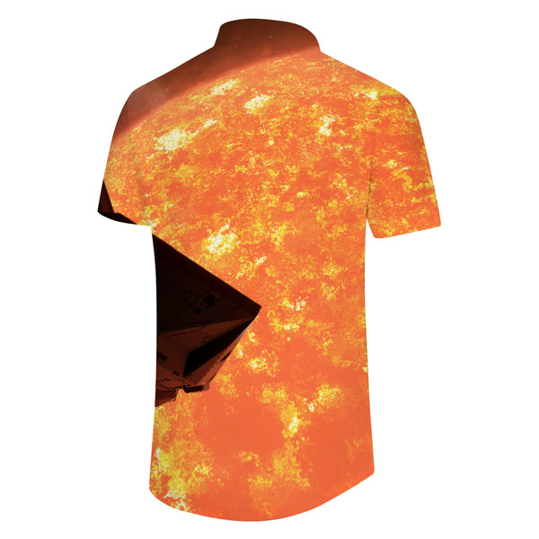 
Burning Lava Explosion Fireball Men's Hawaiian Shirt Casual Button-Down Short Sleeve Top Summer Short Sleeve Shirt
                