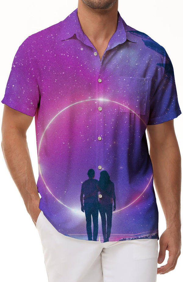 Men's casual shirts trendy tropical summer wear vintage beachwear beautiful galaxy beautiful galaxy short sleeve shirt hawaiian button down