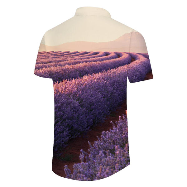 
Lavender Purple Flower Field Men's Casual Loose Short Sleeve Shirt Hawaiian Button Lapel Pocket Tropical Summer Beach Seaside Tops Casual
                