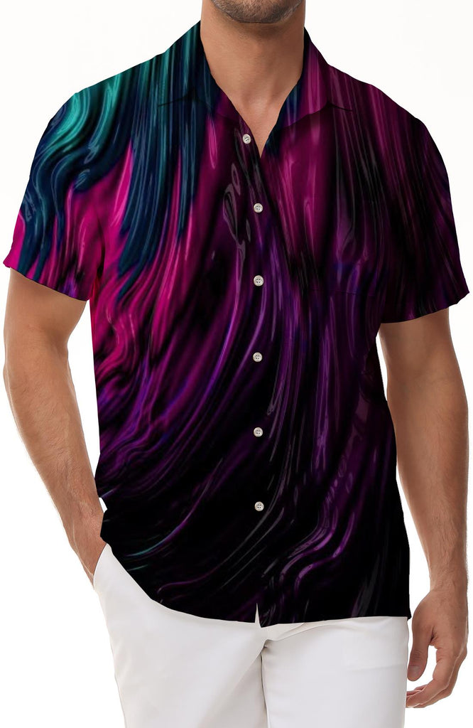 Red Blue Flame Shirt Men Summer Blue and Lightweight Short Sleeve Button Shirt Casual Fashion Wear