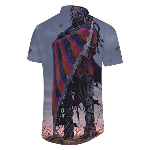 
Freedom Robot Short Sleeve Lapel Short Sleeve Shirt Harajuku All-match Streetwear Summer Retro Casual Tops
                