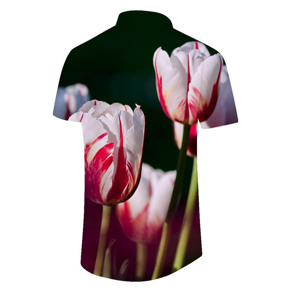 
Colorful Art Fashion Men's Casual Short Sleeve Shirt Tulip Print Hawaiian Shirt Casual Summer Beach Button Shirt
                