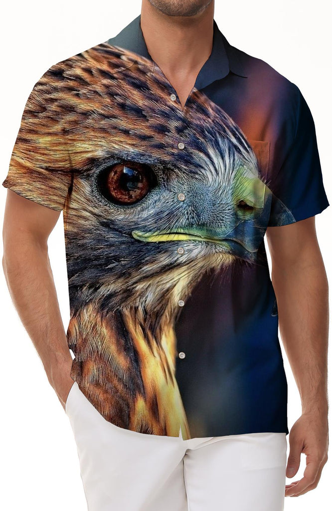 3D Eagle Animal Print Men's Short Sleeve Shirt Casual Vacation Hawaiian Beach Shirt Comfortable Short Sleeve Top Street Style