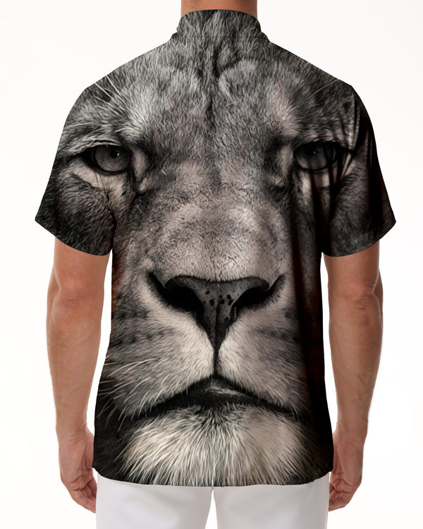 
New summer men's shirt lion 3D printing men's shirt casual style men's shirt fashion trend street loose men's shirt
                
