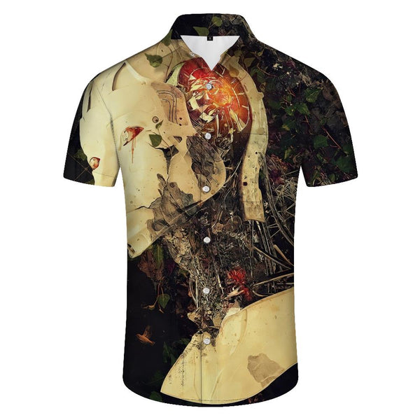 
White Robot Pattern Printed Men's Casual Shirt Cool 3D Summer Fashion Button Shirt Ocean
                