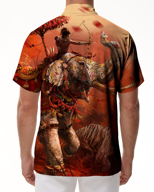 
Ancient cool new 3D printed oil painting elephant pattern casual men's fashion retro personality four seasons short-sleeved top beach clothing
                