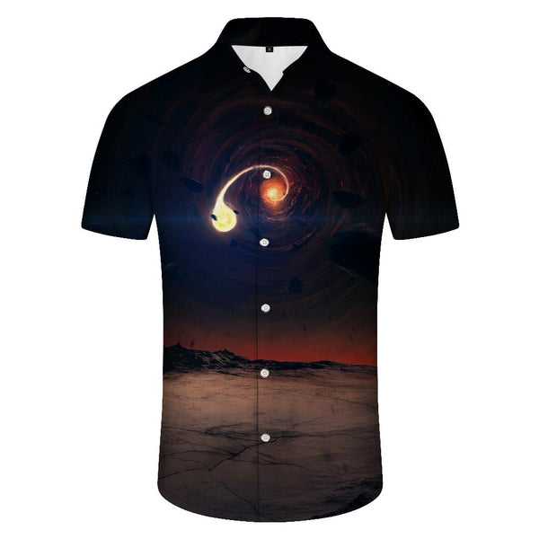 
Sky Personalized Men's Casual Loose Short Sleeve Shirt Hawaiian Button Lapel Pocket Street Casual Men's Tops
                