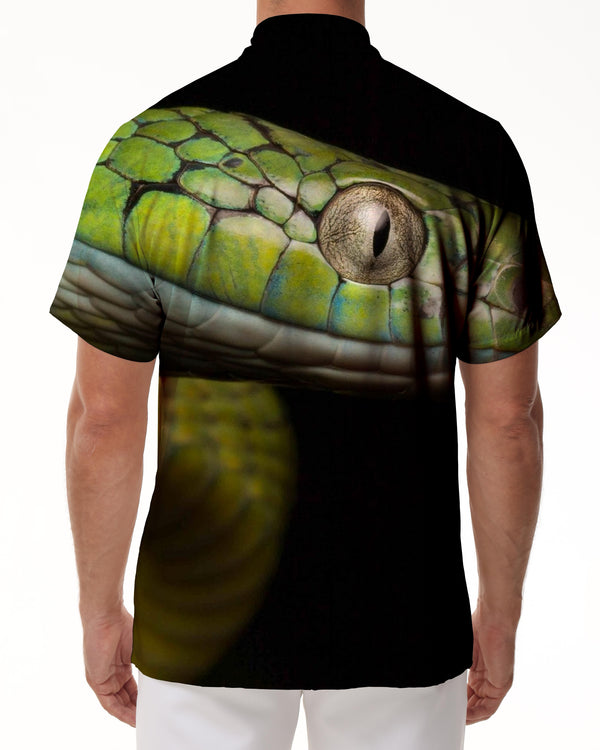 
Green snake 3D men's short-sleeved shirt print fun animal print pattern hip-hop trendy clothing lapel casual tops
                