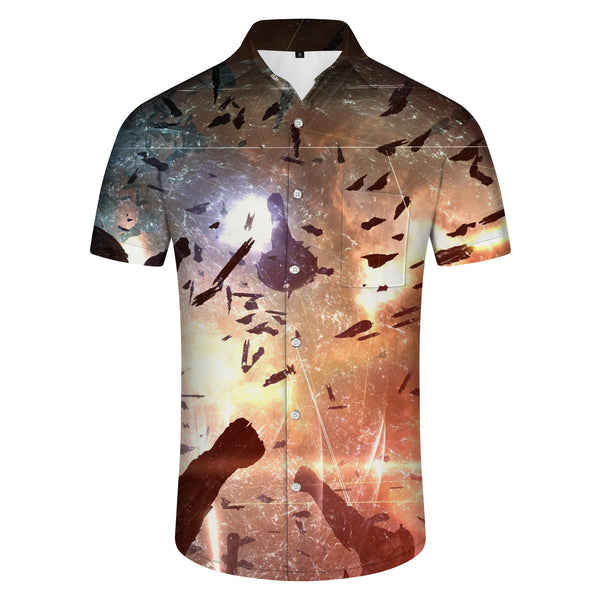 
Sci-fi Space War Spaceship and Soldiers Print Hawaiian Button Pocket Short Sleeve Shirt 3D Digital Printing
                