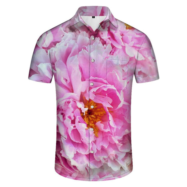 
Men's Hawaiian Rainforest Floral Print Shirt Short Sleeve Casual Beach Vacation Shirt Fashion Street Pink Tops
                