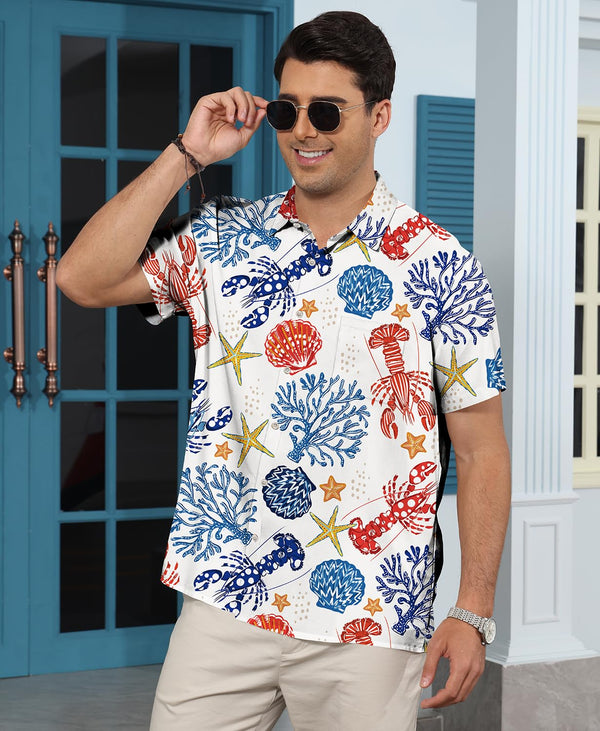 
Hawaiian Shit for Men Beach Summer Mens Buton Down Short Sleeve Shit Tropical Vacation Casual Clothes
                