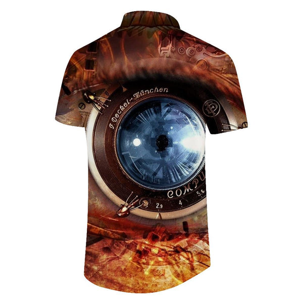 
Blue eyes men's cool 3D pattern short sleeve summer leisure Hawaiian print personality Harajuku breathable thin
                