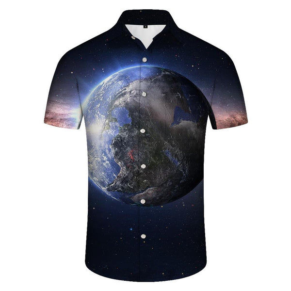 
Men's Earth 3D Universe Starry Sky Printed Men's Short Sleeve Casual Summer Men's Loose Shirt Street Loose Tops
                