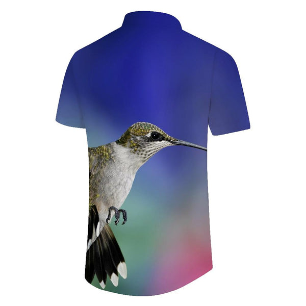 
Hummingbird Tropical Flowers Spring Mens Short Sleeve Shirt Casual Button Shirt Summer Tops with Pockets
                