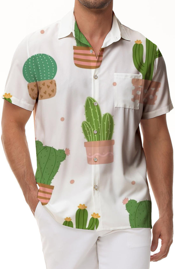
Succulent Cactus Print Men's Shirt Casual Short Sleeve Button Shirt Summer Beach Top Short Sleeve
                