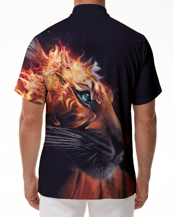 
Fierce Tiger Men's Tropical Hawaiian Shirt Short Sleeve Shirt Lapel Tropical Summer Button Shirt with Pockets
                