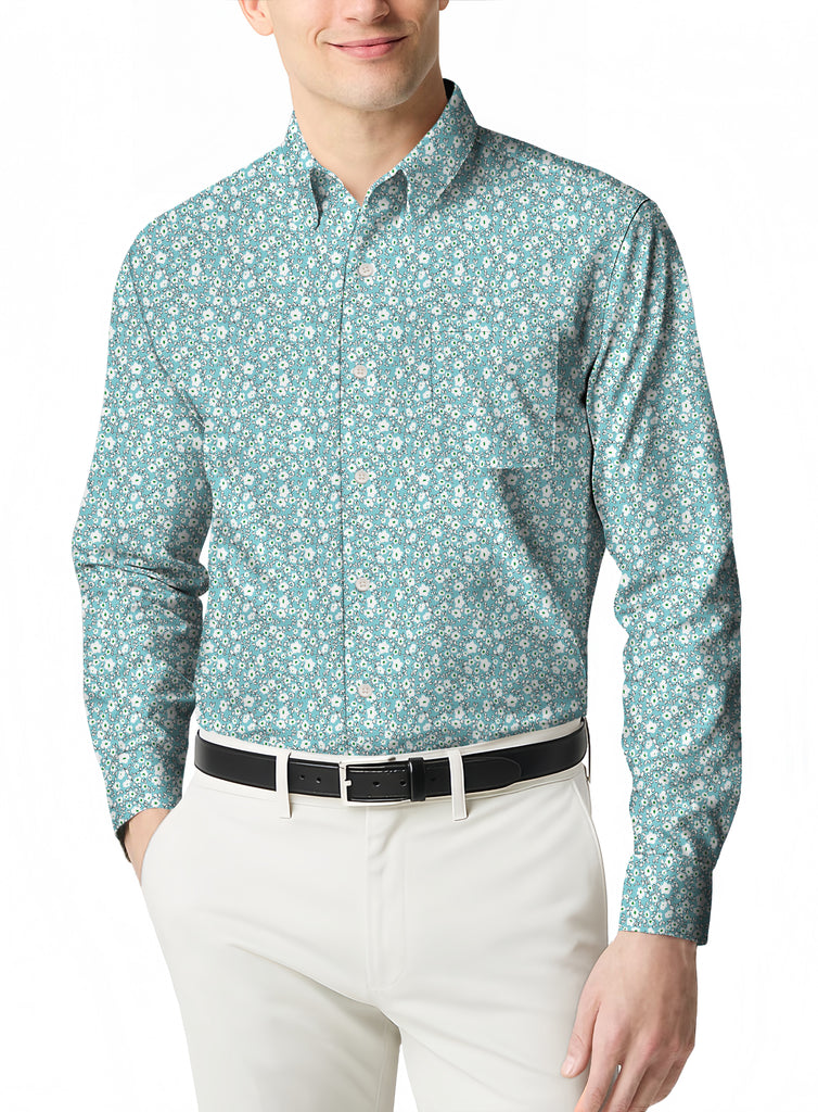 Men's Long Sleeve Polo with a Modern Print