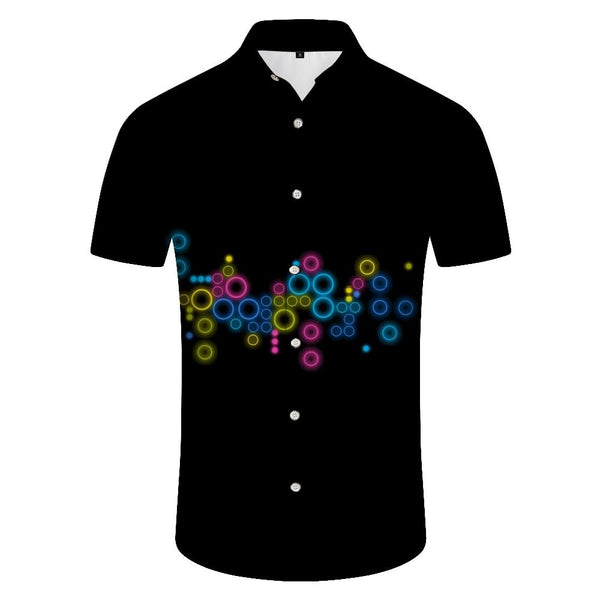 
Black printed pattern fashionable casual loose daily travel vacation men's Hawaiian tropical button-down lapel pocket shirt
                