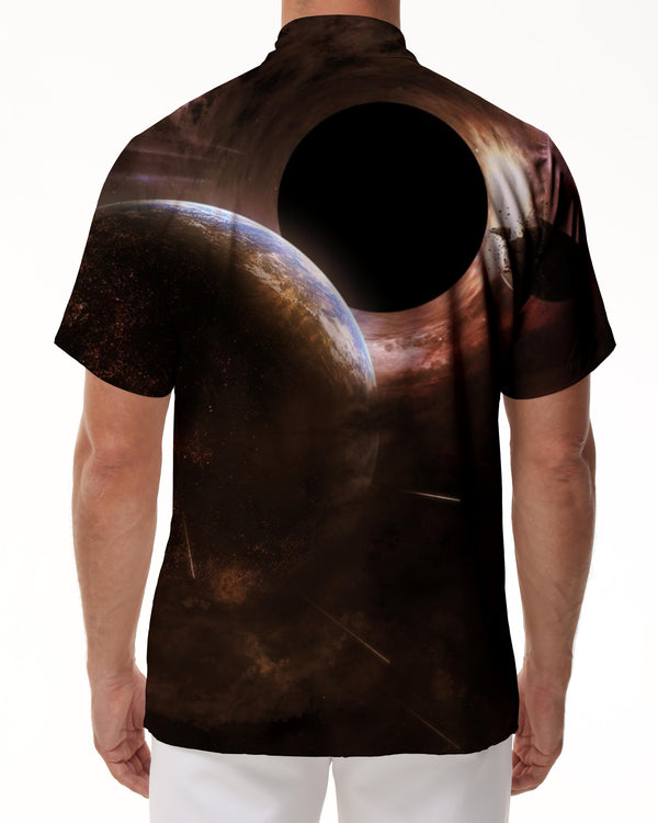 
Black Hole Men's Casual Short Sleeve Shirt Cosmic Fashion Beach Top Pocket Tropical Beach Shirt Planet
                