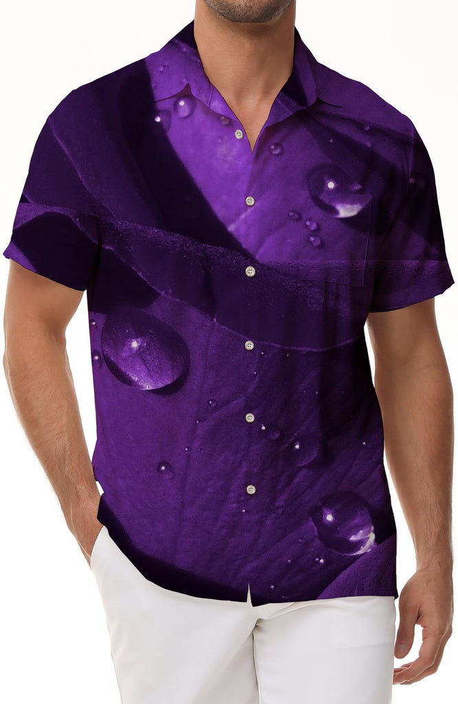 Purple Rose Fashion Trend Men's Hawaiian Shirt Comfortable Fashion Short Sleeve Outdoor Fishing Shirt Purple Flowers