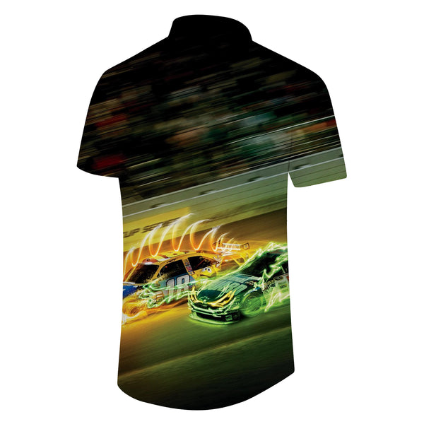 
Competition racing cool style shirt men's casual short sleeve tropical summer lapel pocket vacation beach clothing four seasons
                
