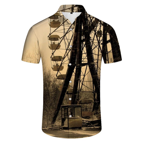 
Ferris Wheel Entertainment Men's Short Sleeve Loose Casual Shirt Holiday Beach Summer Tops with Pockets
                