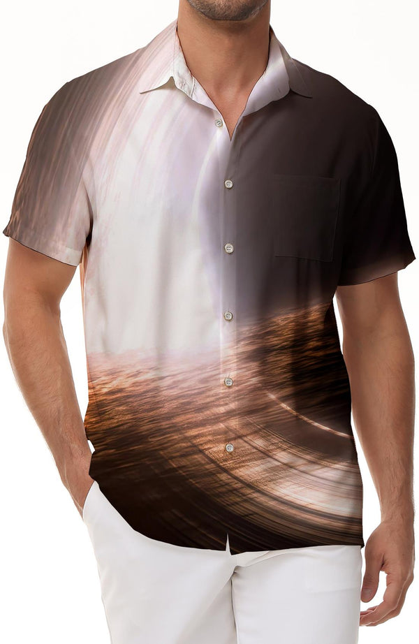 Future Technology Men's Casual Button-Down Short Sleeve Shirt Hawaiian Tropical Button-Down Regular Fit Pocket Short Sleeve Shirt Style