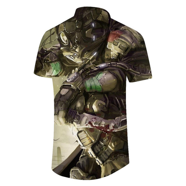 
Game character seaside hot Hawaii tropical four seasons button lapel pocket short sleeve shirt men's daily street simple top
                