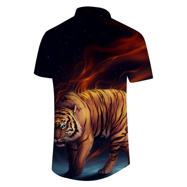 
Costume party streetwear men's fashion animal man shirt original tiger loose short sleeve top pattern men
                