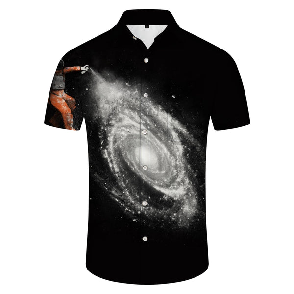 
Men's Hawaiian shirt short-sleeved button-down shirt casual summer shirt aesthetic flash rotating universe
                