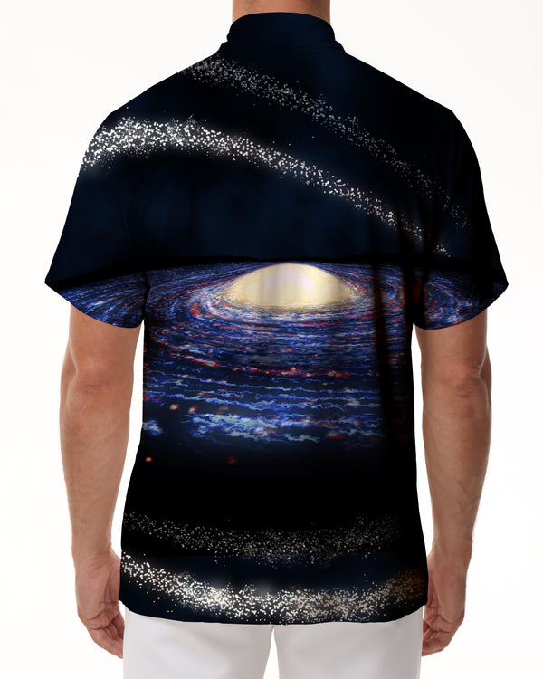 
Hawaiian Mens Casual Black Galaxy Summer Shirt Everyday Loose Shirt Vacation Beach Button Lapel
                
