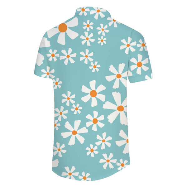 
Summer seaside beach party simple style tropical Hawaiian button down lapel short sleeve shirt men's fashion print stylish tops
                