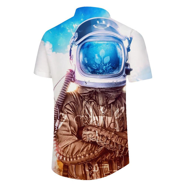 
Men's casual fashion astronaut Hawaiian shirt space button down Hawaiian shirt short sleeve
                