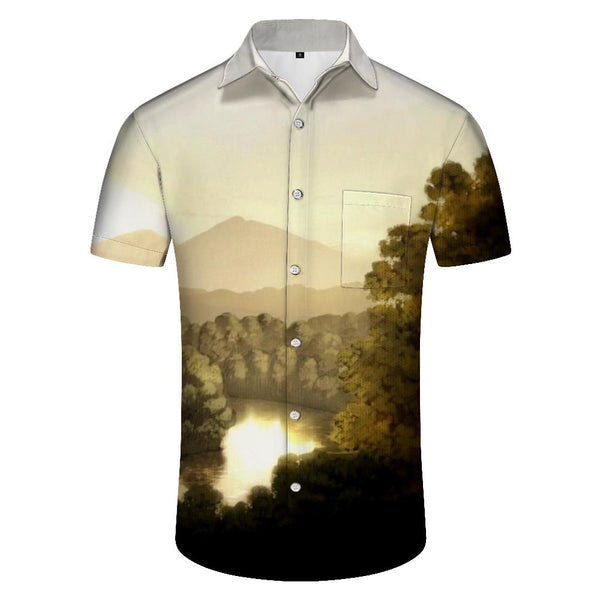 
Natural scenery 3d print pattern short sleeve shirt men casual button tropical hawaiian shirt fashion
                