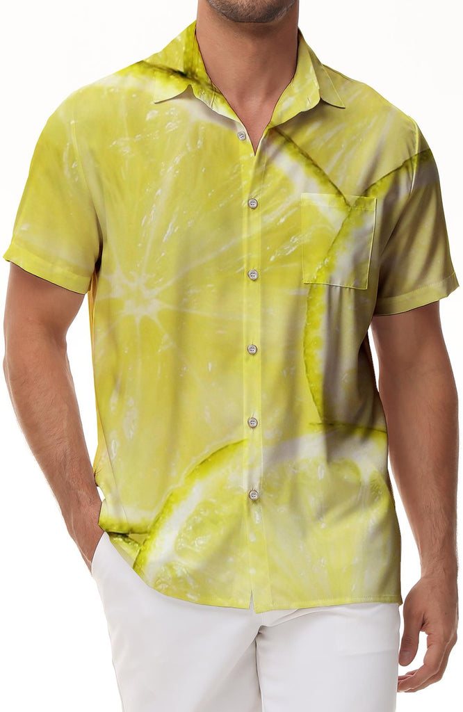 Lemon Fruit Men's Casual Shirt Short Sleeve Regular Fit Fashion Camping Beach Shirt Tops