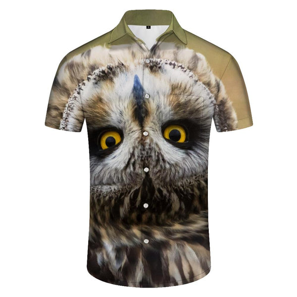 
Hawaiian Button Short Sleeve Animal Owl Men's Vintage Collar Shirt Loose Casual Button Shirt Short Sleeve Holiday Beach
                