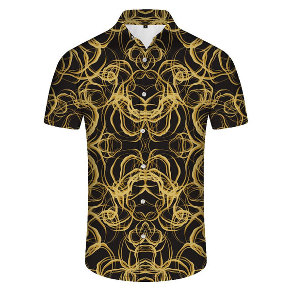 
Cool abstract button-down Hawaiian style lapel men's casual loose and comfortable vacation tropical beach shirt
                