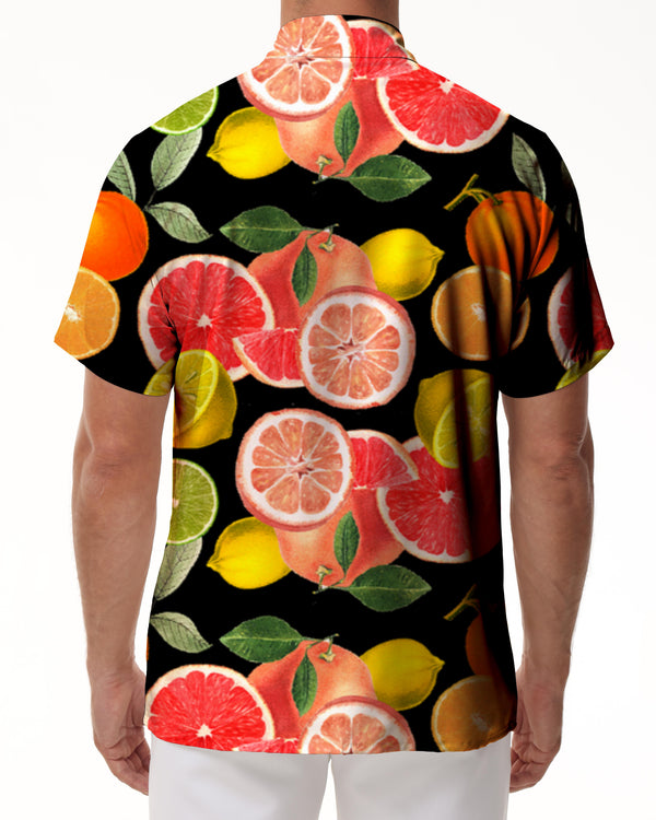 
Summer Mix Fruit Men's Short Sleeve Hawaiian Shirt Fashion Collar Beach Button Summer Tropical Short Sleeve Shirt
                
