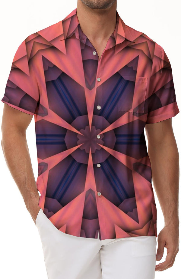 Men's casual holiday style geometric short-sleeved shirt